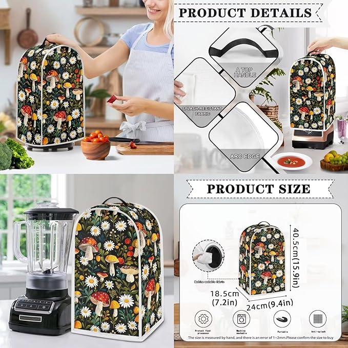 Appliance Covers for Kitchen Counter Mushroom Toaster Cover Daisy Toaster Covers 2 Slice Wide Slot Blender Covers Washable Dust Cover Kitchen Appliance Covers Slow Cooker Cooker Cover