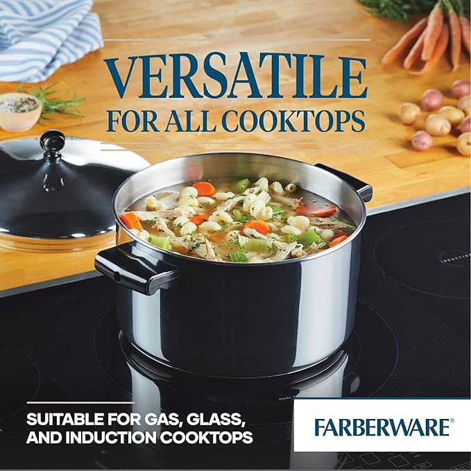 Farberware Classic Stainless Steel 6-Quart Stockpot with Lid Stainless Steel Pot with Lid Silver