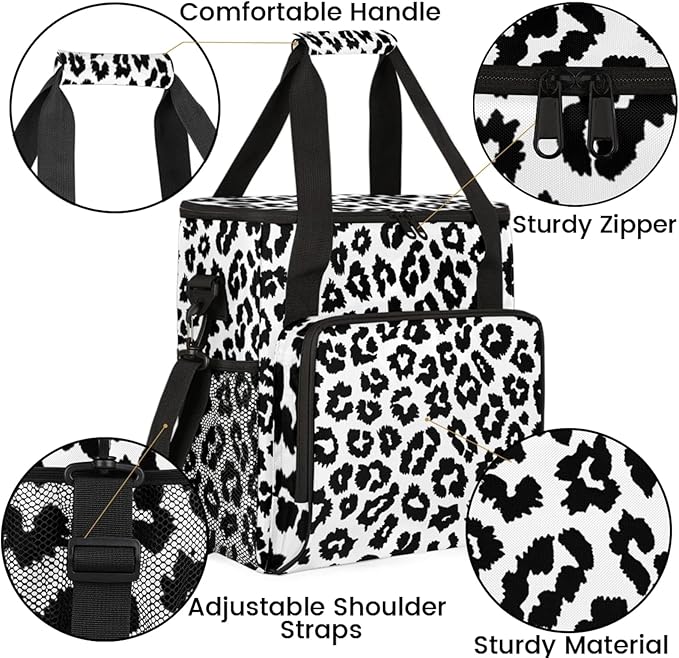 Leopards Animal Print Coffee Maker Travel Bag for Keurig K-Mini/K-Mini Plus Insulated Waterproof Tote with Pockets for K-Cup Portable Single-Serve Brewer Case