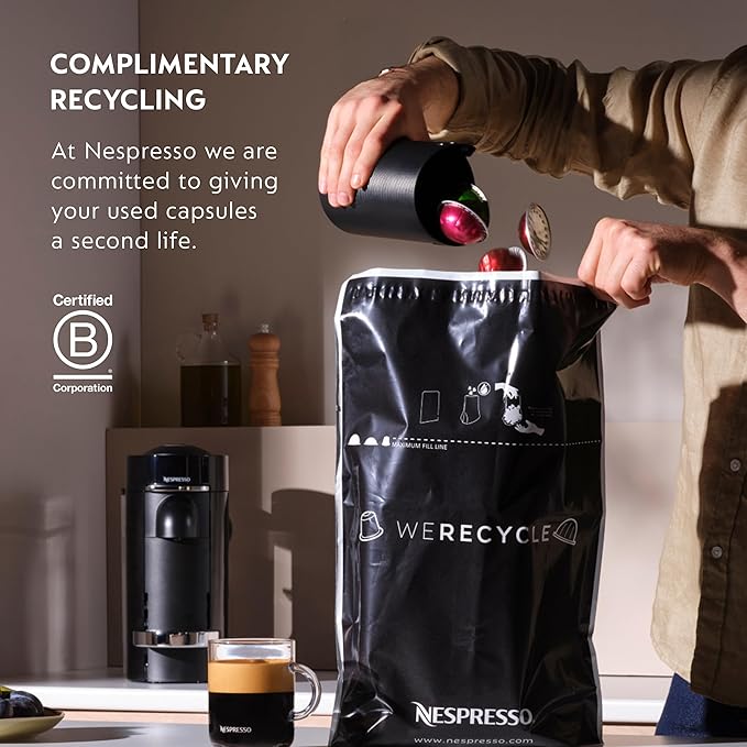 Nespresso Vertuo Pop+ Deluxe Coffee and Espresso Maker by Breville with Milk Frother Matte Black Gold