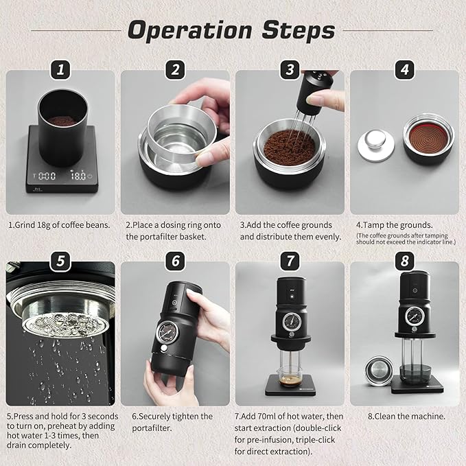 STARSEEKER Super58 Portable Espresso Machine 18-20g Adjustable Pressure USB-C Car Coffee Maker for Camping RV Hiking &amp Office w/Folding Bracket &amp Carry Bag (black)
