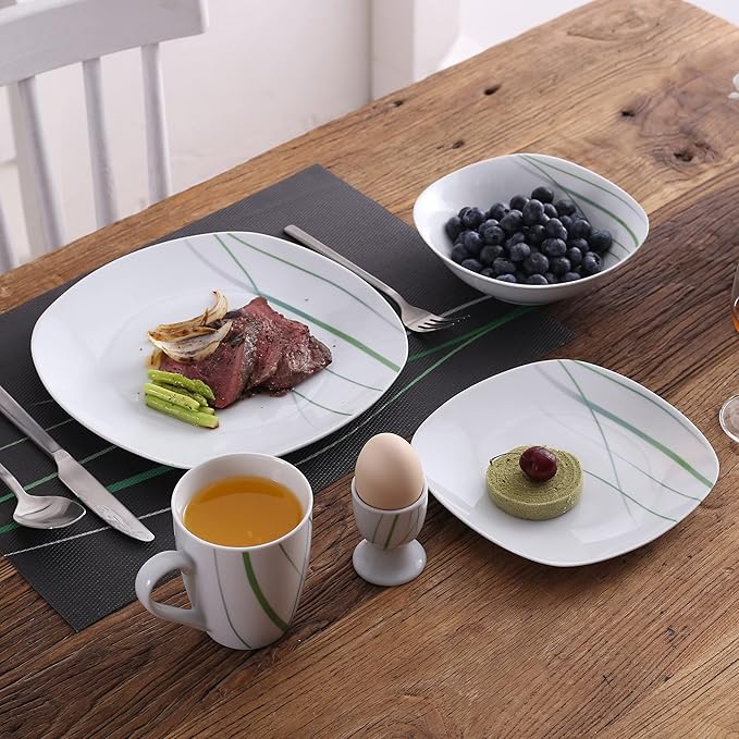 Porcelain Kitchen Dinnerware Set Ceramic Tableware 20/40-Piece Kitchen Porcelain Dinner Set Tableware Plate Set Including Egg CupMugDesser（20 One Size
