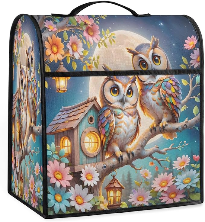 cfpolar Kitchen Aid Mixer Cover Compatible with 6-8 Quarts Owl Bird Flowers Stand Mixer Cover Kitchen Aid Mixers Accessories Appliance Organizer Bag Dust Covers with Zipper Pocket