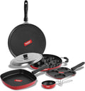 Sumeet 2.6mm Thick Non-Stick Beet Cookware set (Dosa Tawa – 26.5cm Dia + Multi snack maker – 26.5cm Dia + Grill Pan – 1.1Ltr + Grill Appam Patra With Lid – 23cm Dia + Tadka Pan – 10cm Dia)