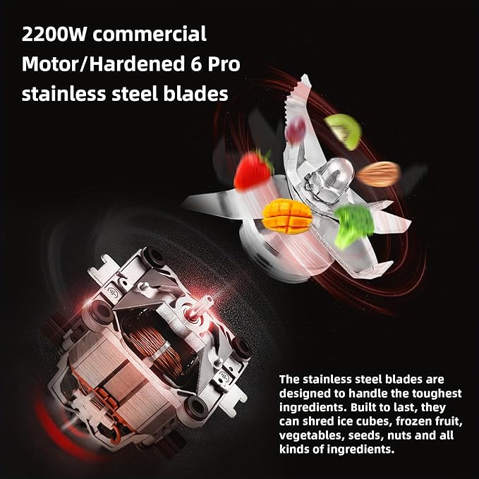 Digital Automatic Program Professional Commercial Blender Mixer Juicer Food Processor Ice Smoothies Fruit with 67.63oz JAR (2)