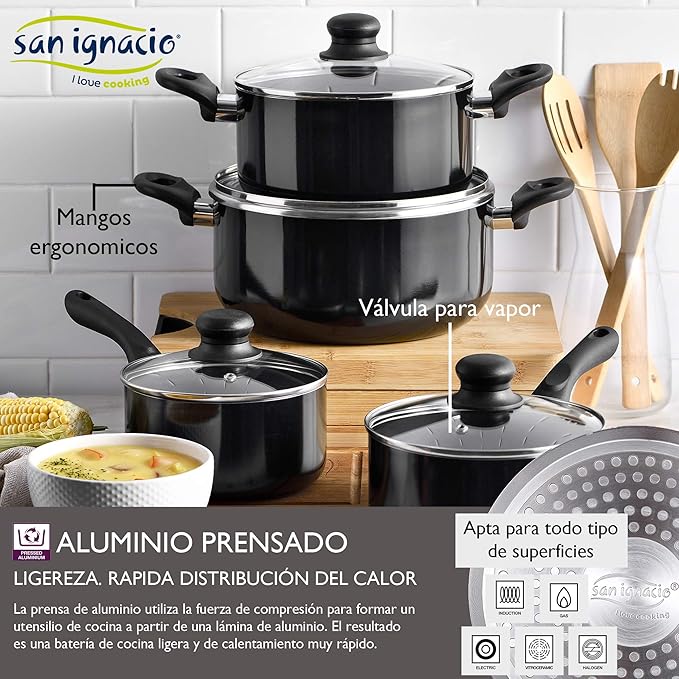 San Ignacio 8 Piece Aluminum Pressed Induction Cookware Set