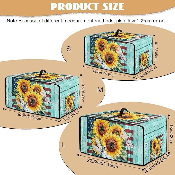 Doojoayie Sunflower Toaster Oven Cover Universal Fit Kitchen Appliance Dust Protector 8 Slice Toaster Cover American Flag Print Kitchen Appliance Dustproof Protector