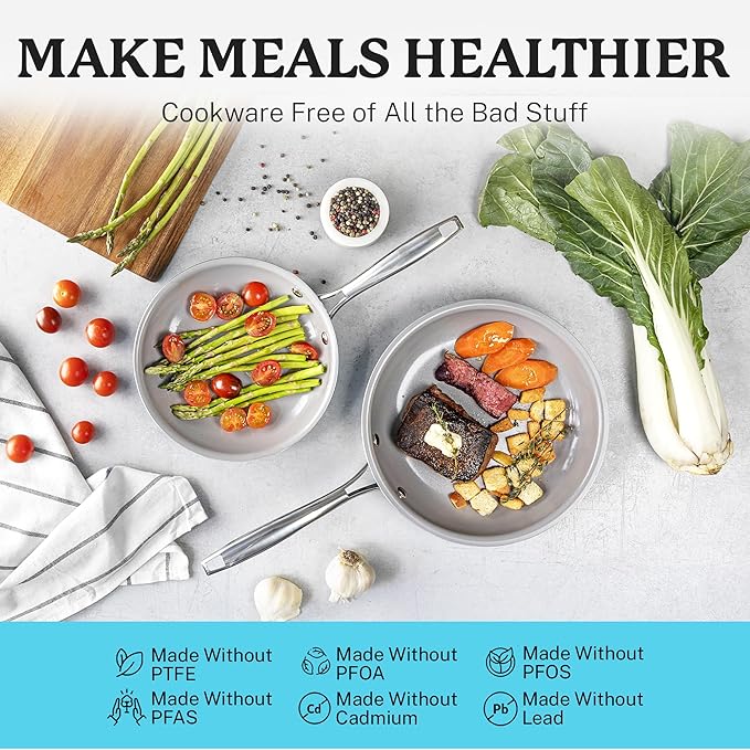 Gotham Steel 20 Piece Pots and Pans Set Nonstick Cookware Set Pot and Pan Set Kitchen Cookware Sets Ceramic Cookware Set Ceramic Pots and Pans Set Pot Set Dishwasher Safe Aqua Blue
