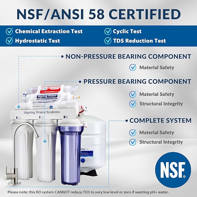 iSpring RCC7AK NSF Certified 75 GPD Alkaline 6-Stage Reverse Osmosis System &amp Instant Pot Stainless Steel Inner Cooking Pot 8-Qt Polished Surface Rice Cooker Stainless Steel