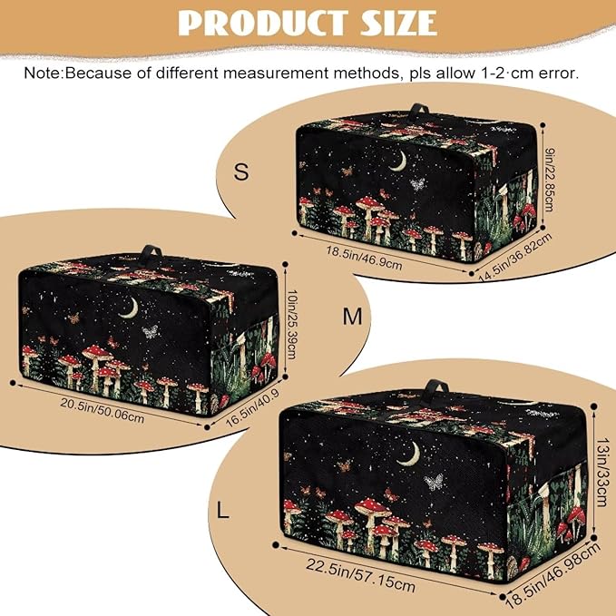 Toaster Oven Dust Cover with Accessory Pockets Neat Storage and Protection with Organizing Side Pockets for Kitchen Toaster Oven Appliances Decor Mushroom Moon