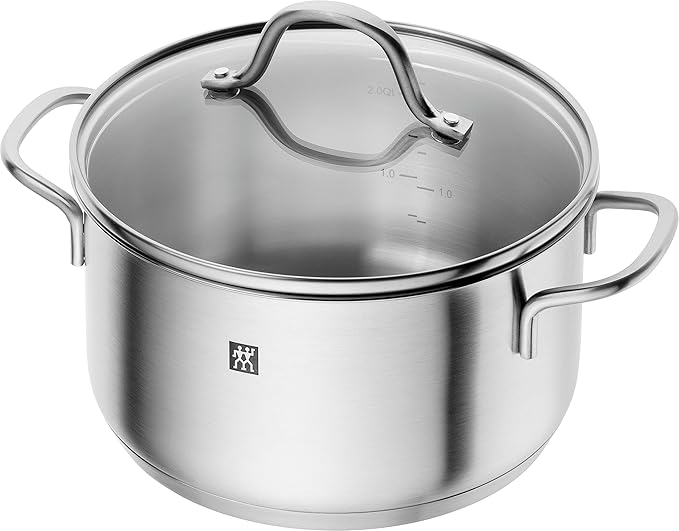 Zwilling Flow 5-Piece Cookware Set Glass Lids Suitable for Induction Cookers Dishwasher Safe Rust-Free 18/10 Stainless Steel