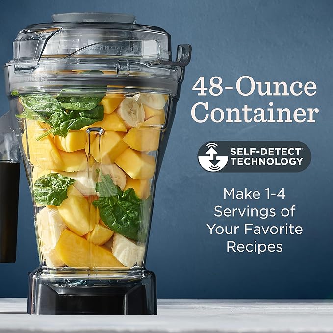 Vitamix 48-Ounce Blender Container with SELF-DETECT Dishwasher-Safe BPA-Free Container Laser-Cut Stainless-Steel Blades Tamper Included Compatible with All Full-Size Vitamix Blenders