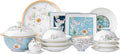 Fine Bone China Dinnerware SetPorcelain&ampCeramic Dinnerware SetsBone Stoneware&ampCeramic Cookware Tableware Set Includes Dinner Plates|Spoons|Pasta Bowls|Soup Pot|Chopsticks (32PCS * 6-Person S