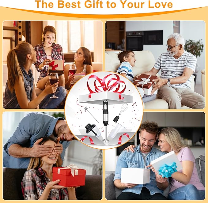 Keylitos 5 in 1 Immersion Hand Blender Mixer [Upgraded] Handheld Stick Blender with 600ML Chopper 800ML Beaker Whisk and Milk Frother for Smoothie Baby Food Sauces RedPuree Soup (Black)
