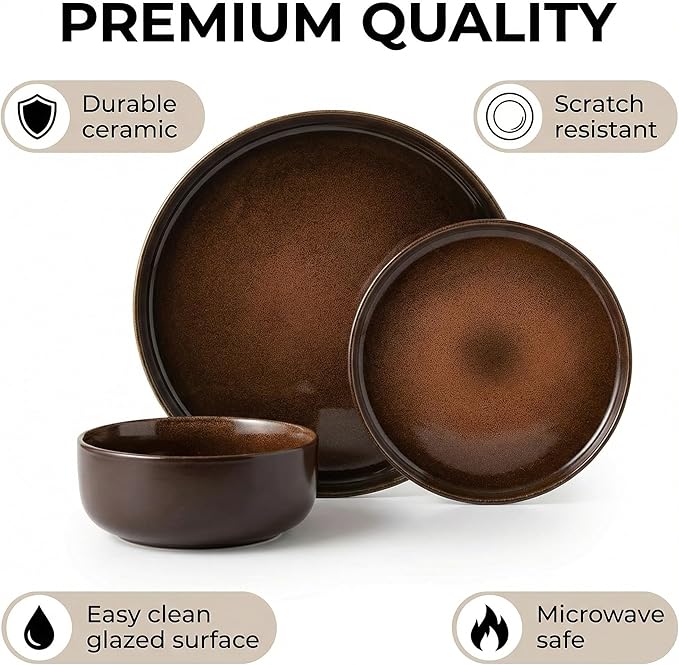 Plates and Bowls Sets12 Pieces Round Porcelain Dinnerware SetsDishes Plates Dishware SetsChip Resistant Ceramic Dish Set Dining Dinner Ware Service for 4