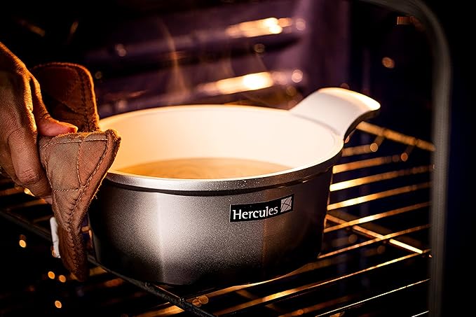 Hercules by Mundial 10-Piece Nonstick Ceramic Cookware Set – Non-Toxic Pots &amp Pans Induction Compatible Tempered Glass Lids Dishwasher Safe