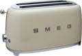 SMEG TSF02 4-Slice Toaster 50s Retro Style 2 Extra-Wide Long Slots Bagel Defrost Reheat Functions Stainless Steel - Cream