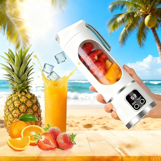 Digital Display Juicer 450ml Portable Digital Display Juicer With 12 Stainless Steel Blades For Smoothies Liquid Diet(#02)