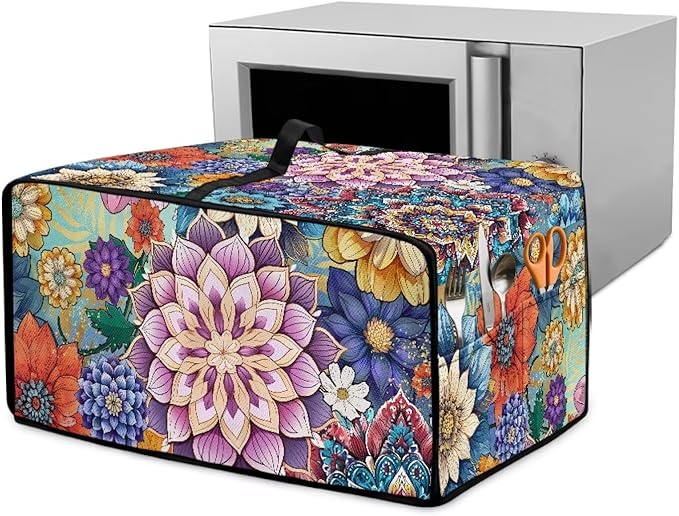 Doojoayie Colorful Floral Toaster Cover 4 Slice Bread Making Machine Dust Protector Dust-proof Appliance Covers for Toaster/Small Appliance/Air Fryer