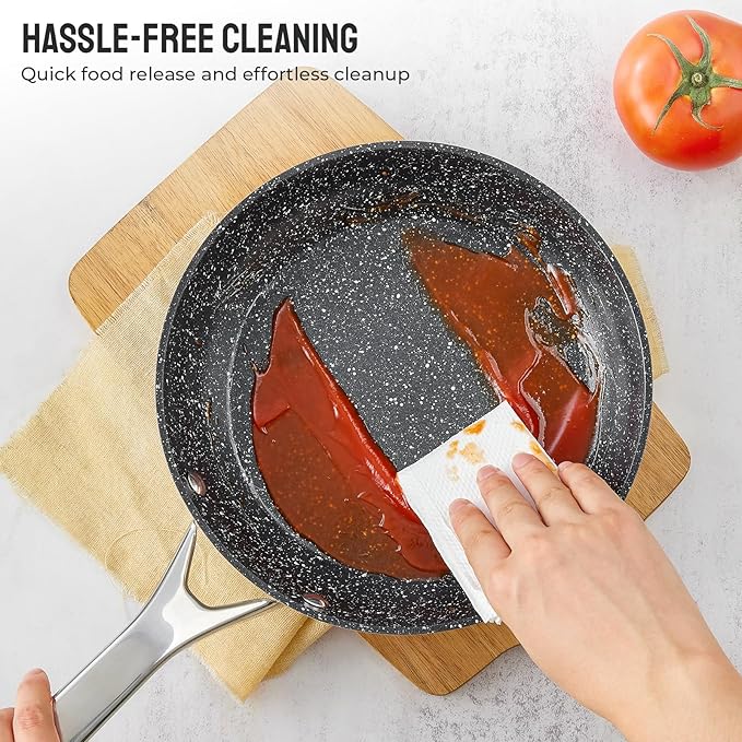 Induction Cookware Nonstick BEZIA Pots and Pans Set for Induction Cooktop Compatible with All Stoves Dishwasher Safe Kitchen Cooking Pan Set with Frying Pans Saucepans &amp Stockpot 10-Piece (Gr