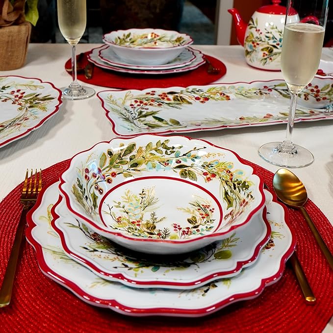Certified International Christmas Gatherings 12 pc Melamine Dinnerware Set Service for 4