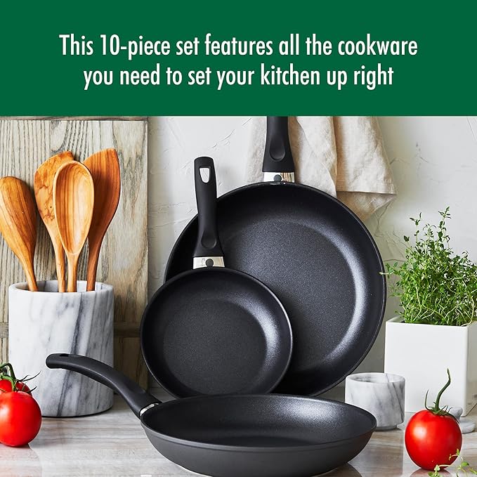 BALLARINI Parma Arezzo by HENCKELS 10-pc Nonstick Pots and Pans Set Dutch Oven Made in Italy  Durable and Easy to cleanBlack