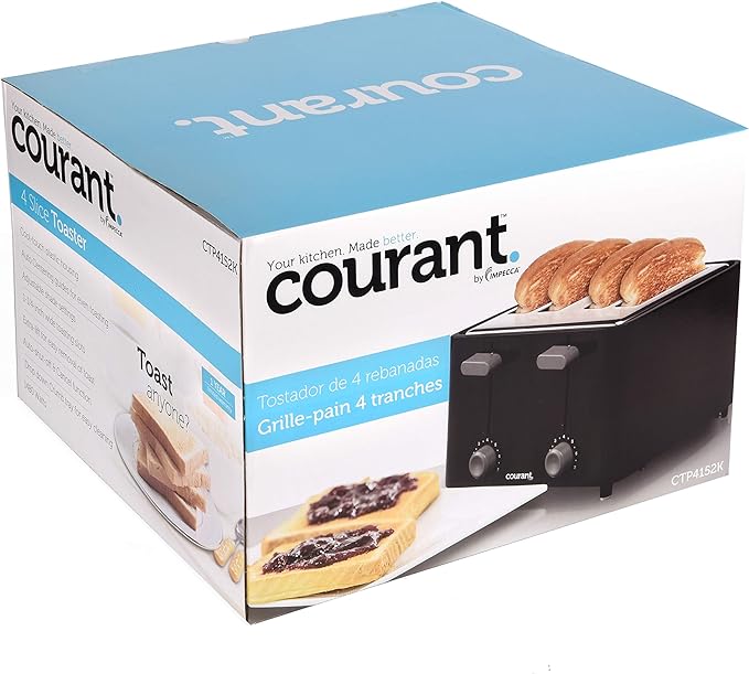 Courant Classic 4 slice Toaster with drop down crumb tray for easy cleaning Black