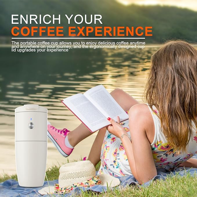Self-Heating Electric Coffee Maker Cup Portable Mini Coffee Maker Compact Design for Camping Hiking Traval