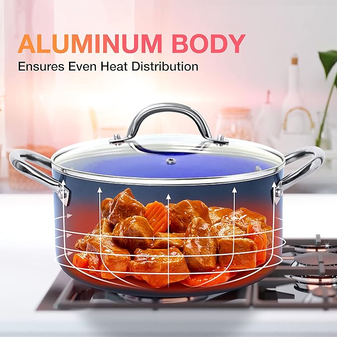 Mueller Sapphire UltraClad Kitchen Induction Pots and Pans Set Nonstick Induction Cookware Sets -24pc for Cooking Kitchen Cookware Sets Frying Pans
