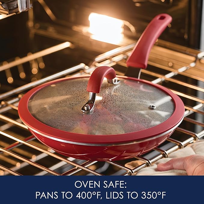 Rachael Ray Cook + Create Nonstick Cookware/Pots and Pan Set 10 Piece Red
