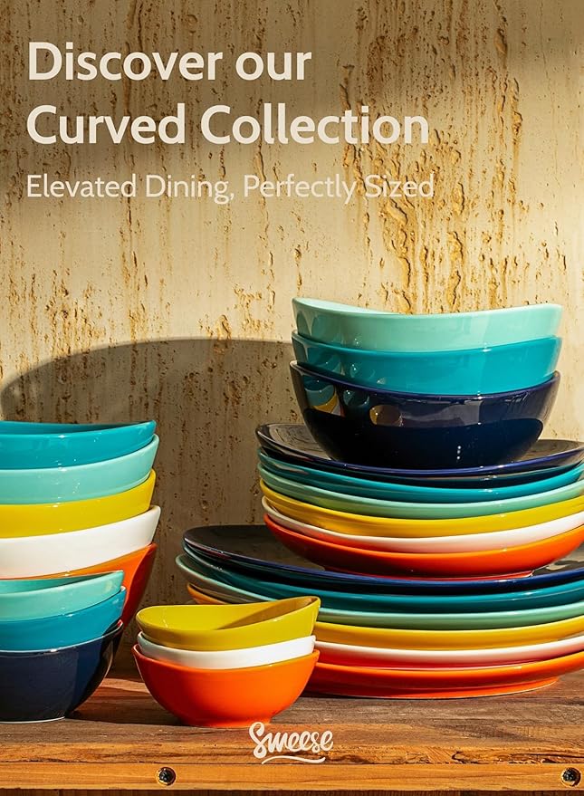Sweese 7.8 Inch Porcelain Dessert Plates Set of 6 - Dishwasher Microwave Oven Safe Chip-Resistant - Rainbow Palette