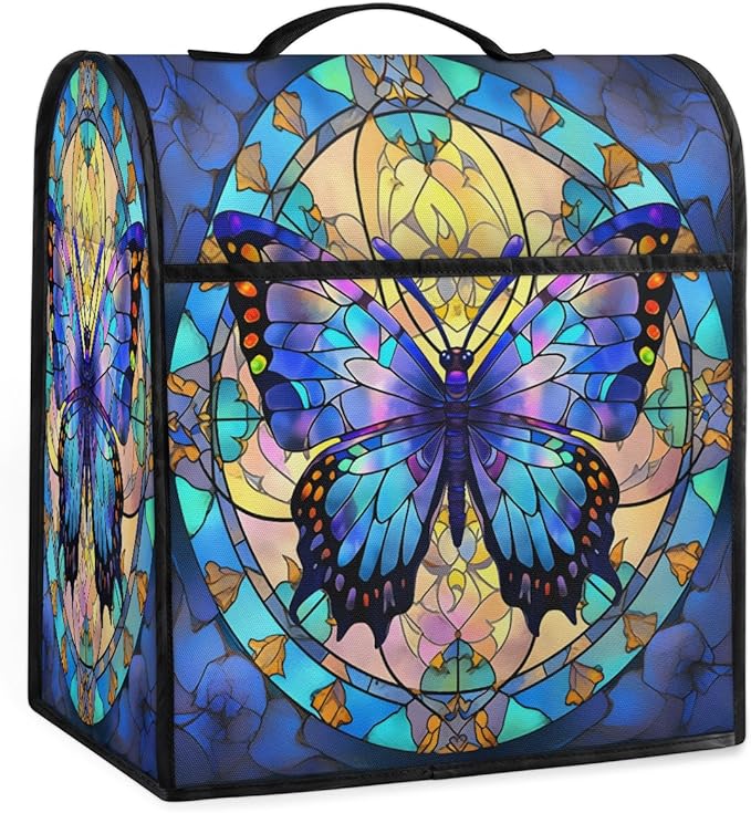cfpolar Kitchen Aid Mixer Cover Compatible with 6-8 Quarts Butterfly Blue Flower Stand Mixer Cover Kitchen Aid Mixers Accessories Appliance Organizer Bag Dust Covers with Zipper Pocket