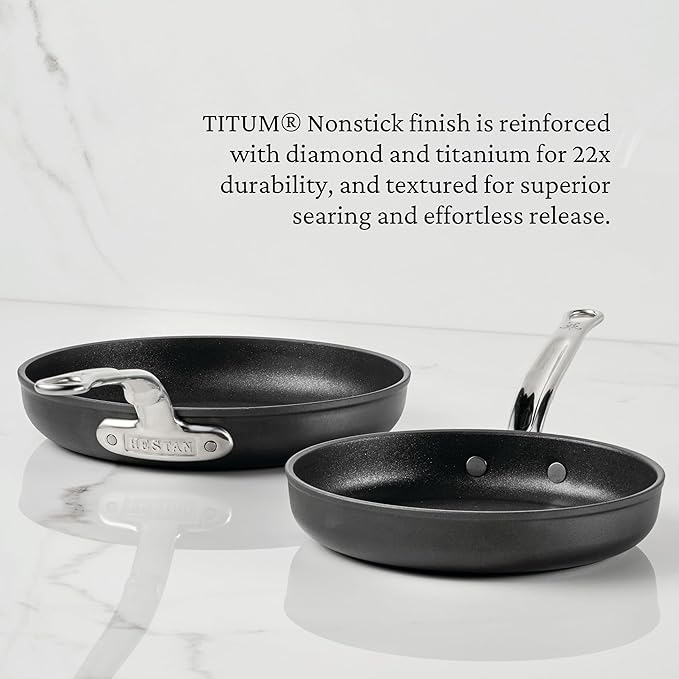 Hestan TITUM Fusion 10-Piece Nonstick Cookware Set Double Impact Stainless Steel Base &amp Aluminum Body Induction Compatible Made without PFOAs