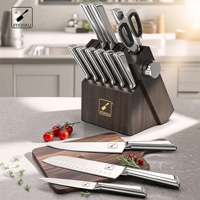 imarku Pots and Pans Set 14PCS Kitchen Cookware Sets &amp G14 Japanese Knife Set