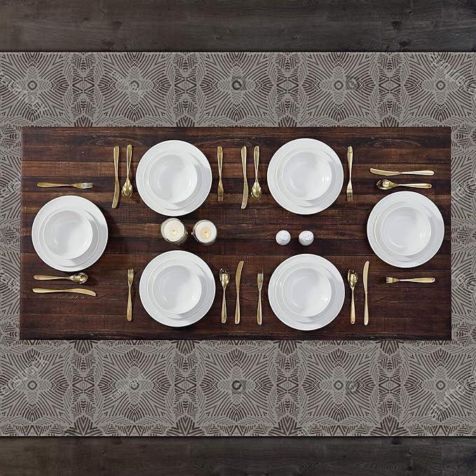 TP 18-Piece Dinnerware Set Melamine Dishes Set with Bowls and Plates Service for 6 Non-breakable Lightweight Dining Tableware Ivory