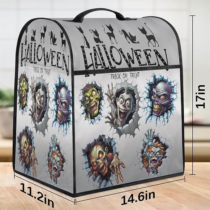 cfpolar Kitchen Aid Mixer Cover Compatible with 6-8 Quarts Halloween Funny Monsters Stand Mixer Cover Kitchen Aid Mixers Accessories Appliance Organizer Bag Dust Covers with Zipper Pocket
