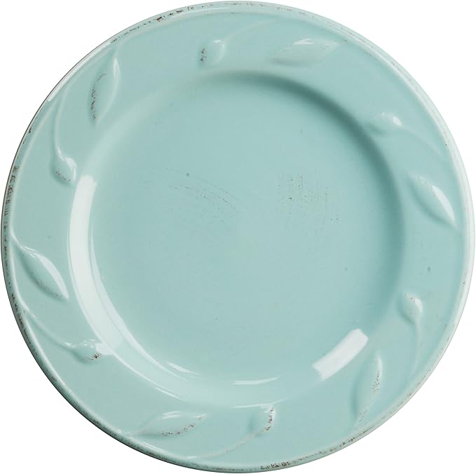 Signature Housewares 4 Piece Sorrento Collection Stoneware Dinnerware Set Aqua Blue