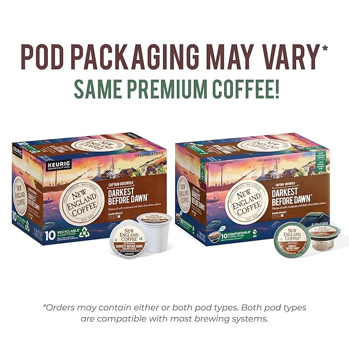 New England Coffee Darkest Before Dawn Dark Roast Single Serve Pods 10ct Box (Pack of 1)