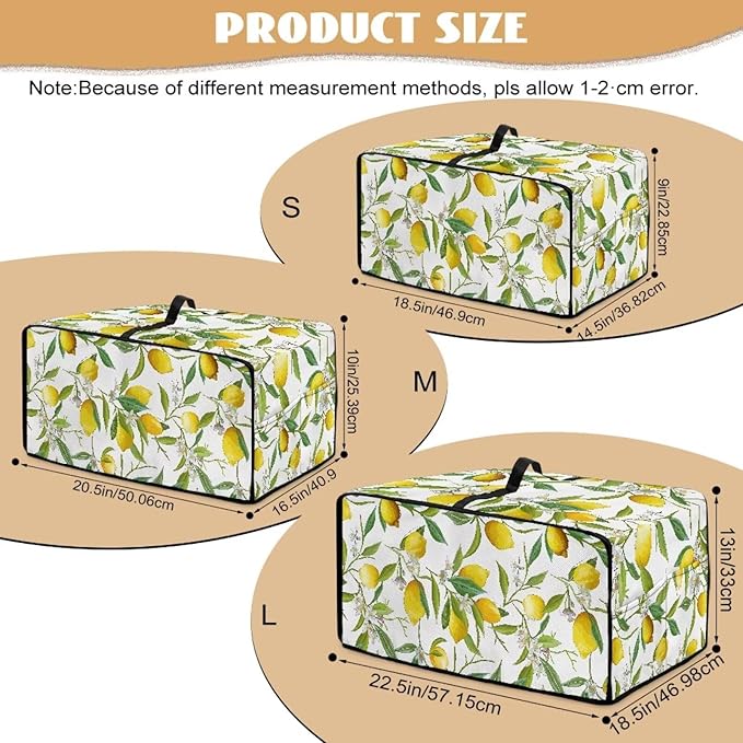 Lemon Flower Toaster Oven Cover Heavy Duty Heat-resistant Protective Case Faux Linen Polyester Protector with Handle &amp Pockets for Everyday Home Kitchens