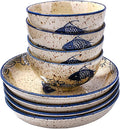 Ceramic Dinnerware Set of 84 Pieces 7 Inch Plates and 4 Pieces 4.45 Rice Bowls Dishwasher &amp Microwave Safe
