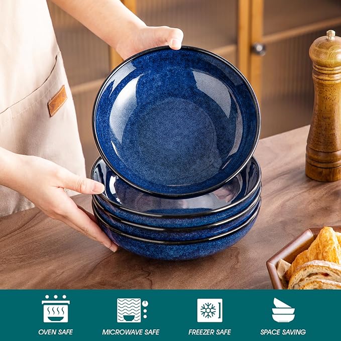 vancasso Starry 18 Pieces Dinnerware Sets for 6 Bundles Stern Large Pasta Bowls Set of