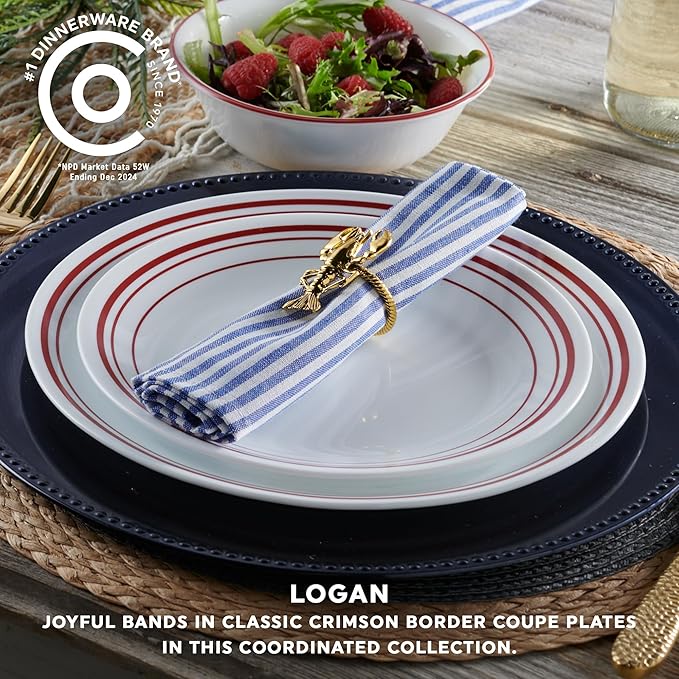 Corelle Logan 12 Piece Dinnerware Set Service for 4 Triple Layer Chip &amp Crack Resistant Glass Plate and Bowl Sets