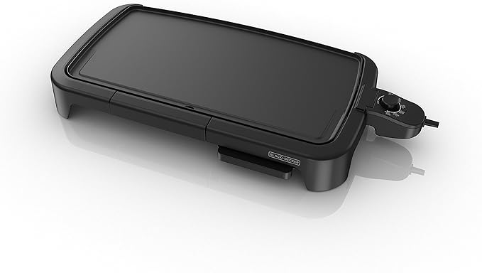 BLACK+DECKER Family-Sized Electric Griddle with Warming Tray &amp Drip Tray GD2051B &amp 4-Slice Toaster Extra-Wide Black TR1410BD10.91x11.54x7.71