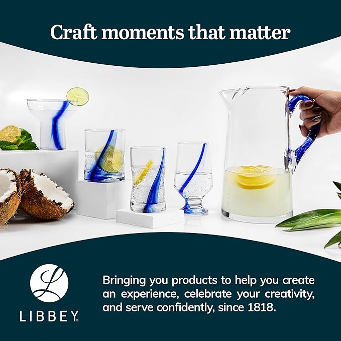 Libbey Blue Ribbon Rock Glasses Set Artisan-Inspired Four-Dimple Shaped Glass Cups Dishwasher Safe Whiskey Glasses Set of 8 for Dinners Parties