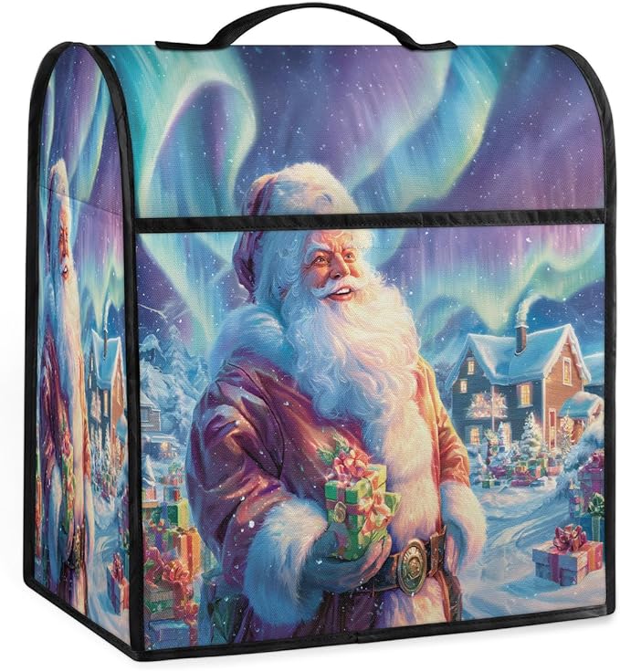 cfpolar Kitchen Aid Mixer Cover Compatible with 6-8 Quarts Christmas Gift Santa Claus Stand Mixer Cover Kitchen Aid Mixers Accessories Appliance Organizer Bag Dust Covers with Zipper Pocket