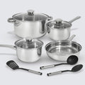 EXCELSTEEL w/Encapsulated Base &amp Tools Versatile for Any Kitchen Stainless Cookware Set 10 Pc