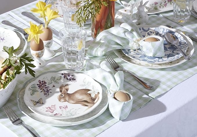 Lenox Dinnerware Set Butterfly Meadow Bunny 4-Piece Accent Plate Set Service For 4 Microwave And Dishwasher Safe Porcelain Plates Easter Plates Dish Set Home And Kitchen (Assorted 4 Pieces)
