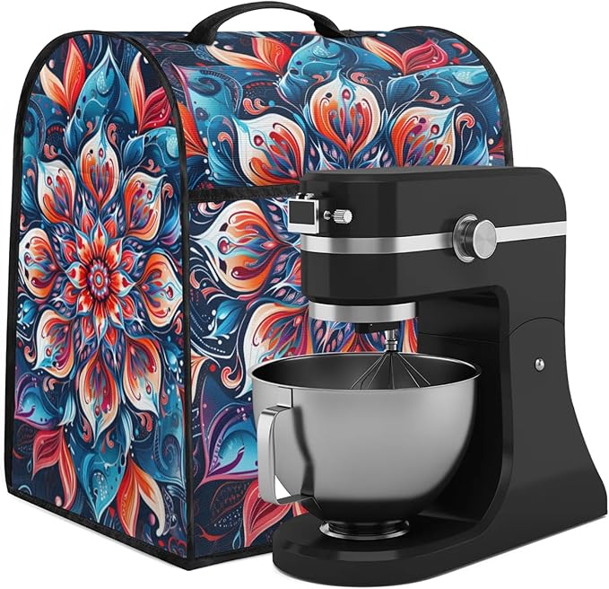 cfpolar Kitchen Aid Mixer Cover Compatible with 6-8 Quarts Ethnic Colorful Mandala Stand Mixer Cover Kitchen Aid Mixers Accessories Appliance Organizer Bag Dust Covers with Zipper Pocket
