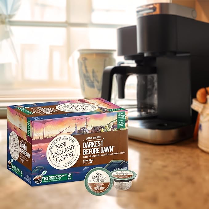 New England Coffee Darkest Before Dawn Dark Roast Single Serve Pods 10ct Box (Pack of 1)