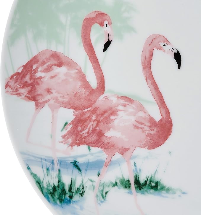 Studio Nova Flamingo Haven Tropical 12 Piece Dinnerware Plate Bowl Set Service for 4